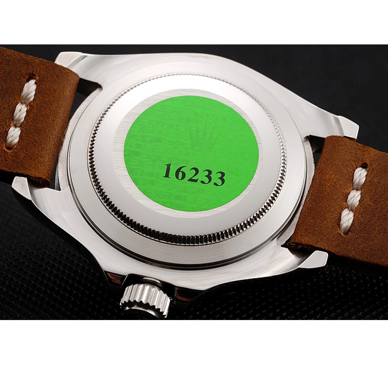 Aaa replica watch Bracelet Brown Leather 1453859 Master Dial Yacht Case Silver Rolex Black 0822